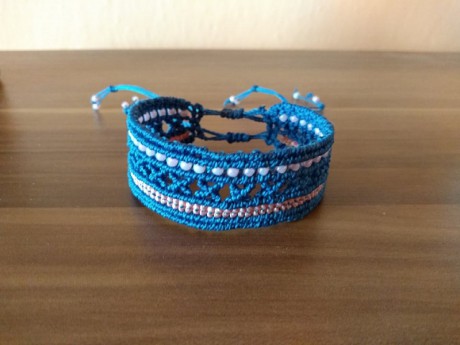 macrame bracelet cuff blue