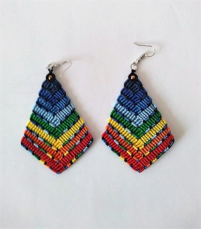 macrame earrings rainbow little
