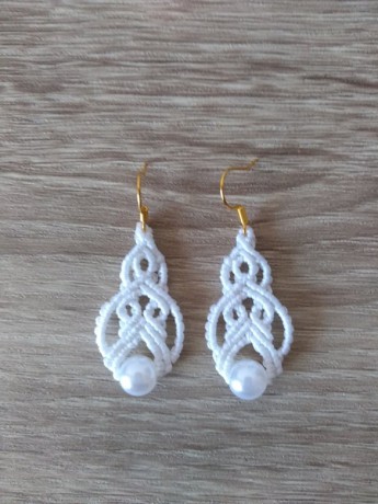 macrame earrings white 2
